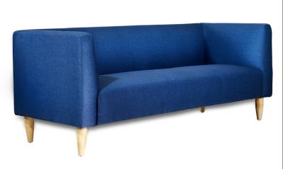 China Navy Blue Leather Sectional Sofa Wood Leg With Cotton Formuldehyde Content for sale