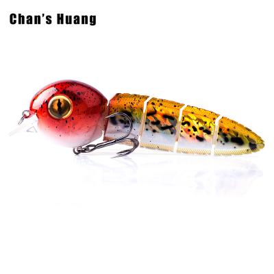 China ABS Hard Plastic Chan Huang Amazing Design 15.2CM Tadpole Fishing Lure 5 Floating 40g Swimbait Wobbler 42.5g Groundbait Owner Segmented Drop Hook for sale