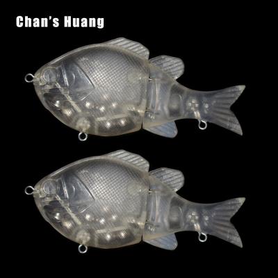 China Unpainted Huang 100PCS LOT 9CM 22.5G ABS Hard Plastic 2 Jointed Sunfish Sink Slip Bait Chan Swimbait Snaps Sun Fish Fishing Lures Blanks for sale