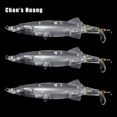 China ABS Hard Plastic Huang Unpainted Pike Fishing Bait 12.5CM Factory Price Tackle 13.5G Tail Muskies Topwater Lure Blanks for sale