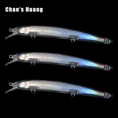 China ABS Hard Plastic 13.5CM 13G Jerkbait Chan Huang Masks Inner Layer Walleye Trout Floating Cast ABS Plastic DIY Long Unpainted Minnow Bodies for sale