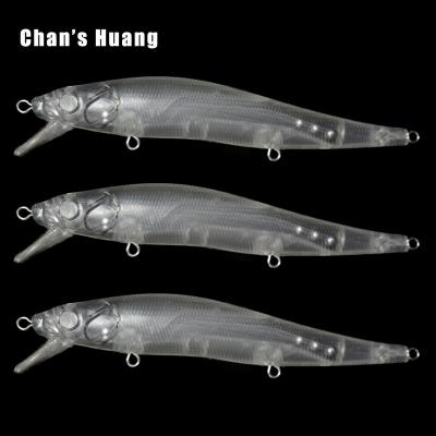 China Huang Rattles Minnow Blanks 12CM Chan ABS Hard Plastic Triple Handmade Seawater Float Shallow Dive 12G 3 Hooks Unpainted Blink Jerkbait for sale