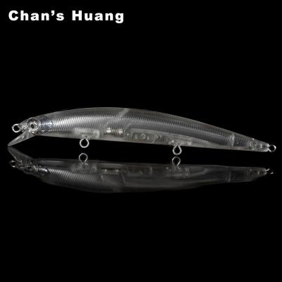 China ABS Hard Plastic Huang Hard Body Blank Jerkbait Chan Minnow Lures Unpainted Long Minnow Casting Bait For Bass Fishing DIY Tackle for sale