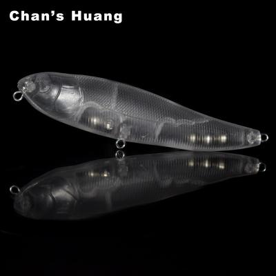 China Huang Hard Plastic Pencil Bait ABS Hard Plastic Chan for Bass Fishing Lure Rattle Pencil Shimmy Unpainted Body Blank Topwater Lure Fishing for sale