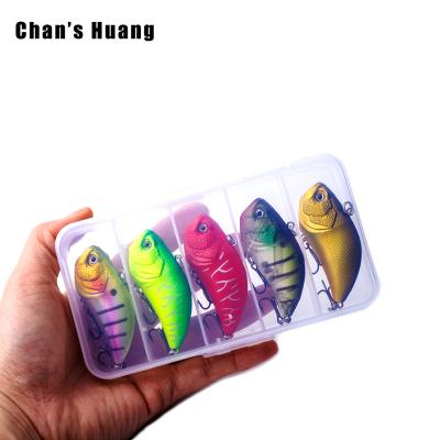 China ABS Hard Plastic 5PCS/BOX 5CM 12G Chan Huang Ratchet Hard Plastic Bait VIB Mini Bass 3D Eyes Crankbait Fishing Lure Lipless Vibration for sale