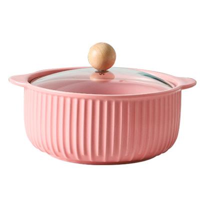 China Sustainable Ceramic Soup Bowl With Lid Large Household Salad Bowl Instant Noodle Bowl In Student Dormitory for sale