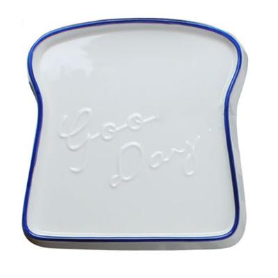 China Children's Cartoon Dessert Dish Bread Shaped Dish Ceramic Irregular Dishwasher Safe Plate for sale