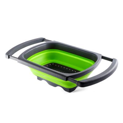 China Sustainable Hot Sale Kitchen Tools Lavatory Fruit Folding Stretch Drain Basket for sale