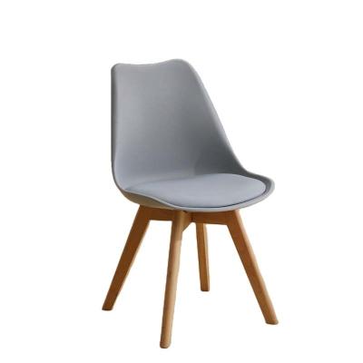 China Cheap Price Nordic Plastic Leather Cushion Molded Tulip Wooden Dining Chairs Dining Furniture Restaurant Side Chair for sale