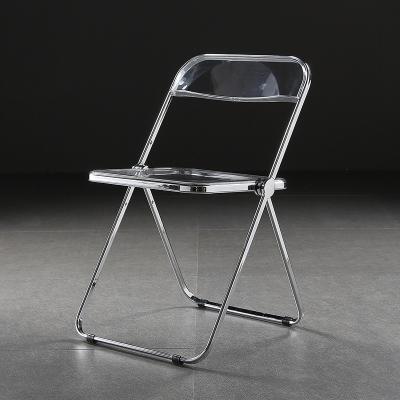 China Modern Design PC Modern Design Small Apartment Foldable Transparent Folding Chair Portable Plastic Room Feeder for sale