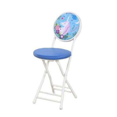 China Latest Design Steel Iron Metal Folding Frame Small Round Stool Dining Chair Office Chair Conference Training Computer Chair for sale