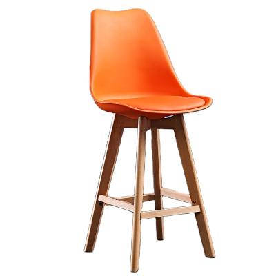 China Modern Upholstered High Wooden Legs With Footrest Modern Bar Stool Chair for sale