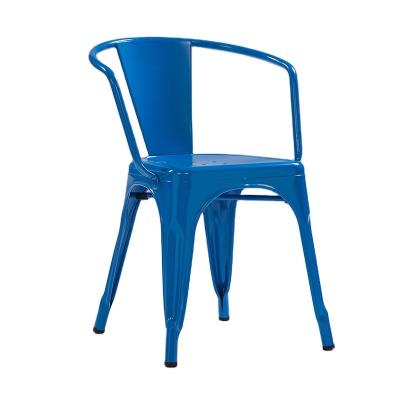 China Retro Color Style Industrial Convertible Iron Chair Outdoor Leisure Cafe Metal Dining Chair Back Iron Chair Wholesale for sale