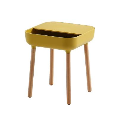 China Nordic modern corner table factory price wooden leg multifunctional plastic side storage table colors for living room funiture for sale