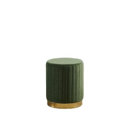 China Convertible Cheap Popular Round Velvet Ottoman Stool Small Gold Metal Ottoman Legs for sale