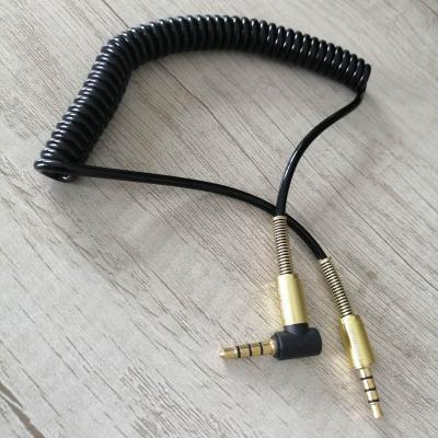 China Car gold plated 3.5mm audio stereo jack cable male to retractable aux cable. Trrs Earphone Mobile Phone 4 Pole Spring Type Male Plug for sale