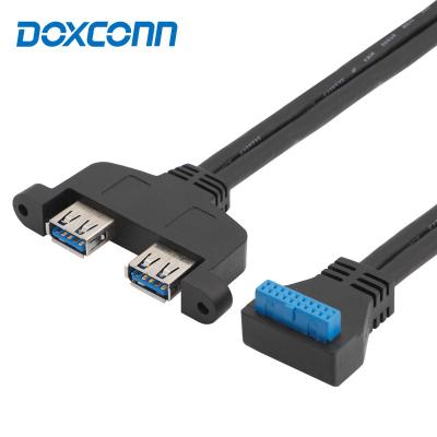 China Computer Accessories 50CM USB3.0 20pin/19pin Header 2 Ports Mainboard/USB 3.0 Motherboard Extension Cable Front Panel Bracket Cable for sale