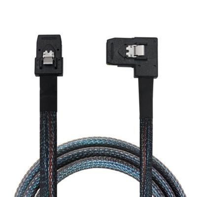 China Flame Retardant Mini SAS SFF 8087 to SAS SFF-8087 Straight to Right Angle SAS 3.0 Cable for sale