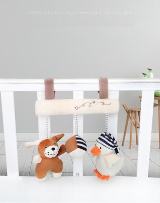 China Baby Comforter Toy Modern Classic Comfortable And Gently Accompany Children To Sleep Three Plush Toy Music Box And Bb Ring Bed Hang Toy for sale