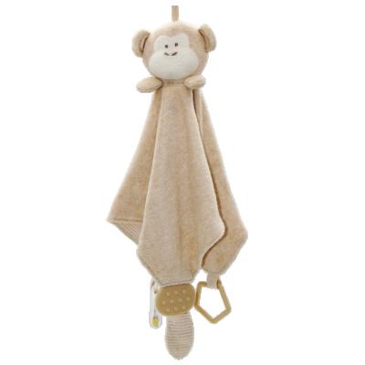 China Creative Soothing Monkey Plush Toy Baby Comfort Rattle Super Soft Towel Head Baby Toy With Bady Animals for sale