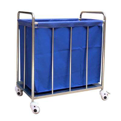 China Modern Hospital Medical Clinic Stainless Steel Industrial Soiled Canvas Trolley With Canvas Bag for sale