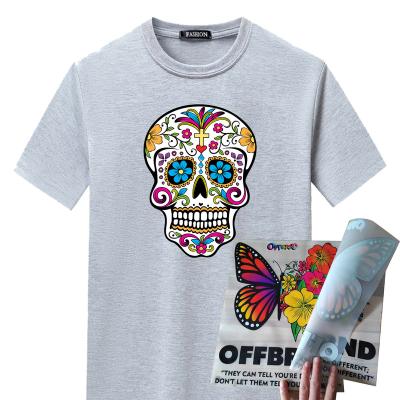 China QUICK DRY Custom Cotton Male Heat Transfer Skull DTF Soft 100% T-Shirt With Logo Men Custom Pattern Tshirt For for sale