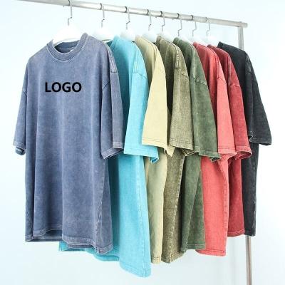 China Wholesale Vintage OEM Cotton Men's Acid Washed Custom T-shirt 100% Breathable Heavy Stone Logo Print Tee T-shirt T-shirt for sale