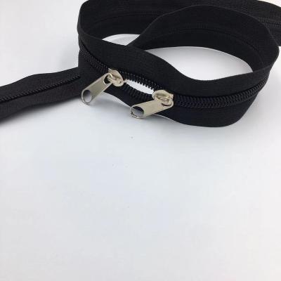 China Wholesale 5# Durable Double Zipper Nylon Closed Tail Long Main Zipper Chain For Tent for sale