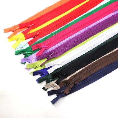 China Auto Lock 3# 5# Open End Eco-friendly Colored Resin Invisible Nylon Zipper For Clothes Pants Or Home Textile for sale