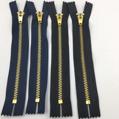 China Factory wholesale invisible 3#_5# Yg brass zipper with lock semi-automatic jeans zipper metal brass zipper for sale