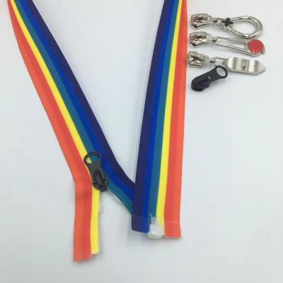 China Wholesale Newcomer Customized Viable Fashionable Band Logo Time Lead Slider Color Nylon Clothing Zippers Long Chain 4 Size for sale