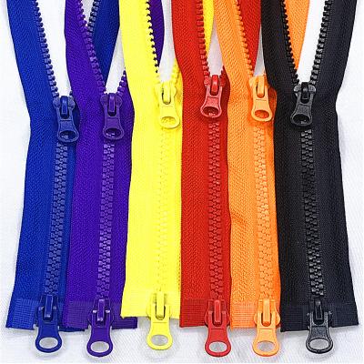 China Customized Auto Lock 5# Long Plastic Color Double Zipper Chain, Color Clothes Slider, Sewing Materials for sale