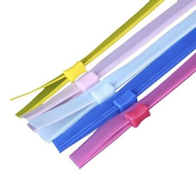 China Plastic PVC PP Toothless PE Plastic Zipper 2.0m/2.2cm/2.4cm Transparent High Quality Viable Zipper Pull for sale