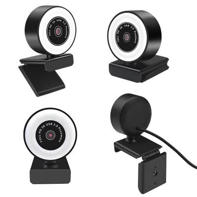 China 2K 1080P Web Camera HD Autofocus Controlless Streaming Webcam with Mic Adjustable Ring Light for Gathering for sale