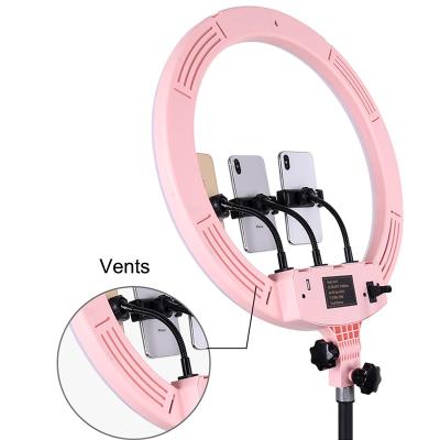 China Brightness Ring Light 18 Inch 3 Color Dimmable LED Ring Light Photography Mobile Phone Ringight Lamp with Tripod Stand for sale