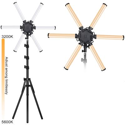 China Flash 26 Inch Battery Photographic Lighting LED Ring Fill Light With Video Camera 6 Flexible Arms With Tripod Stand for sale