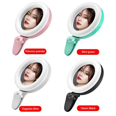 China 2020 Hot Selling Shine Mobile Cell Selfile LED Fill Light USB Filling Beauty Make Up Mirror Mini Ring Light for sale