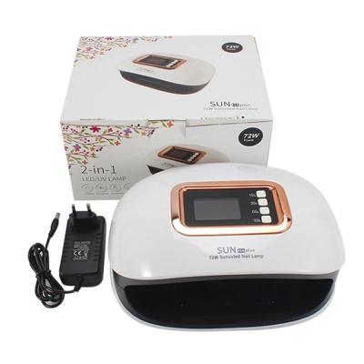 China 72W Sun H4 Glue LED Lamp Nail UV Lamp Curing Plus Professional Two Hand Nail Dryer Manicure Curing Nail Gel for sale