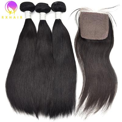 China Straight Wave 4*4 Low Closure Silky Straight Silky Lace Closure With Bundles for sale