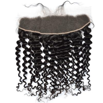 China Softest Deep Wave HD Lace Closure Lace Up Undetectable, Blends With All Skin Tones for sale