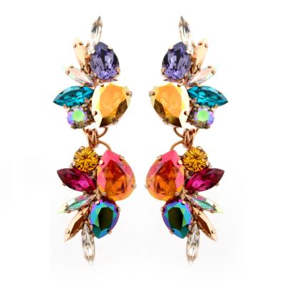 China New FASHIONED carnival exaggerated multicolored shades crystal-embellished earrings for piercing only for sale