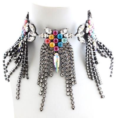 China TRENDY Gunmetal Plated Crystal Decorated Fringe Necklace for Women in Trendy Crystal Tones for sale