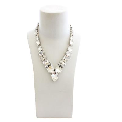 China TREBDY clear crystal-tone crystal-embellished silver necklace with adjustable clasp. for sale