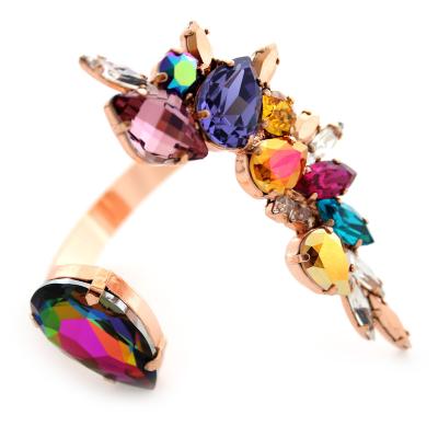 China FASHIONABLE crystal embellished cuff in multicolored carnival tones. Rose Gold Plated. The cuff band is adjustable. for sale