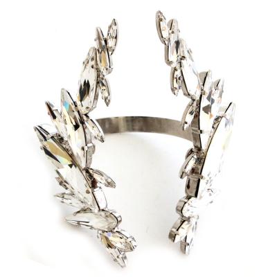 China Crystal Custom Fashion crystal-tone crystal-embellished silver cuffs with adjustable cuffs for sale