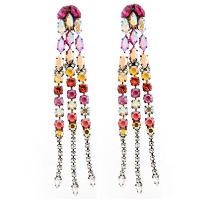 China NEW Color Rhinestone Tassel Earrings Vintage FASHIONABLE Jewelry Women's Dangling Earrings for sale