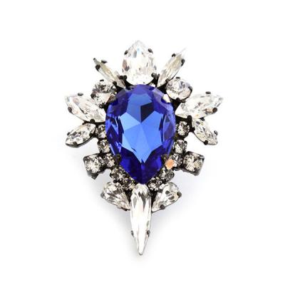 China Trendy Fashion Vintage Blue Crystal Tone Crystal Gemstone Women's Ring for sale