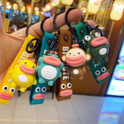 China Cartoon Decoration Gift Big Mouth Boutique Car Key Accessories Satchel Bag PVC Dropping Keychain Cute Key Chain Pendant Glue for sale