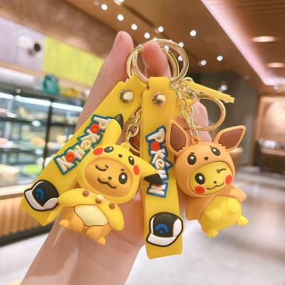 China Cute Cartoon Decorations Pikachu Key Chain Pokemo Key Chain Anime Toys Doll Children Model Girl Gift for sale