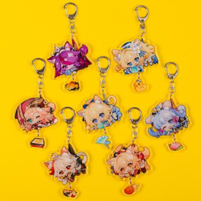 China Gift Game Genshin Impact Key Chains Morax Klee Cosplay Bilateral Key Chain Acrylic Pendant Keychain for sale